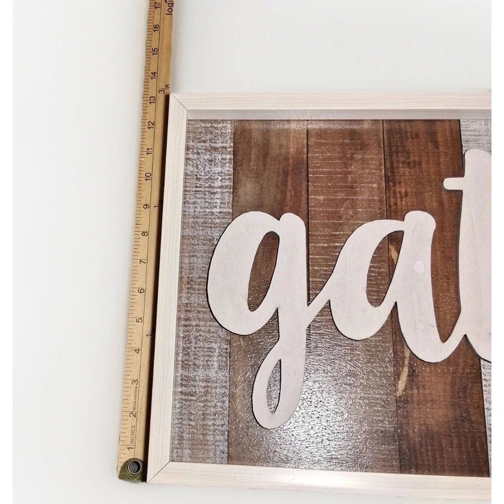 Sign of the Times Rustic‎ Wood Gather Wall Art Plaque Farmhouse Decor 24x13